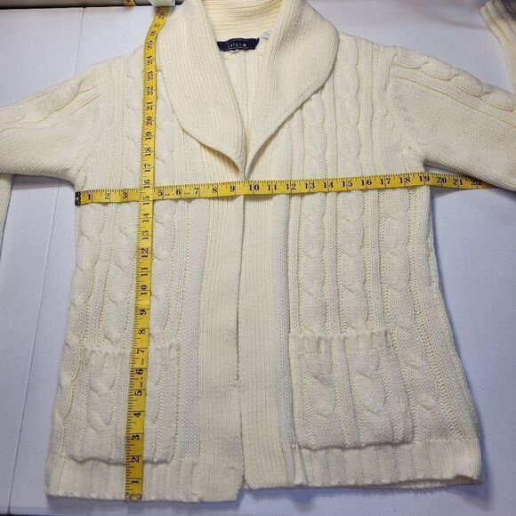 Eileen Vintage Cable Knit Women's Sweater Open Style Cardigan Off White - Picture 10 of 11